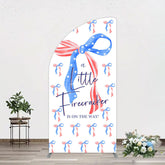 Aperturee - Aperturee Usa Flags Bows Firecracker Baby Shower Half Moon Arch Backdrop